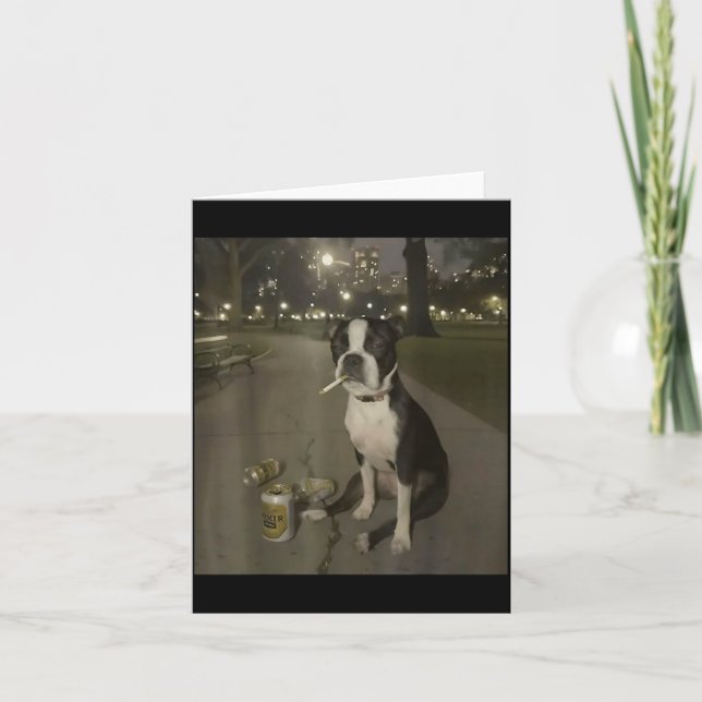 Tarjeta Funny Smoking Dog Meme Cigarette Gen Z Meme Dog Lo (Anverso)