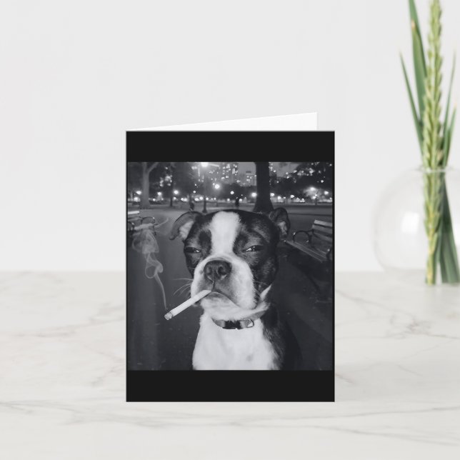 Tarjeta Funny Smoking Dog Meme Cigarette Gen Z Meme Dog Lo (Anverso)