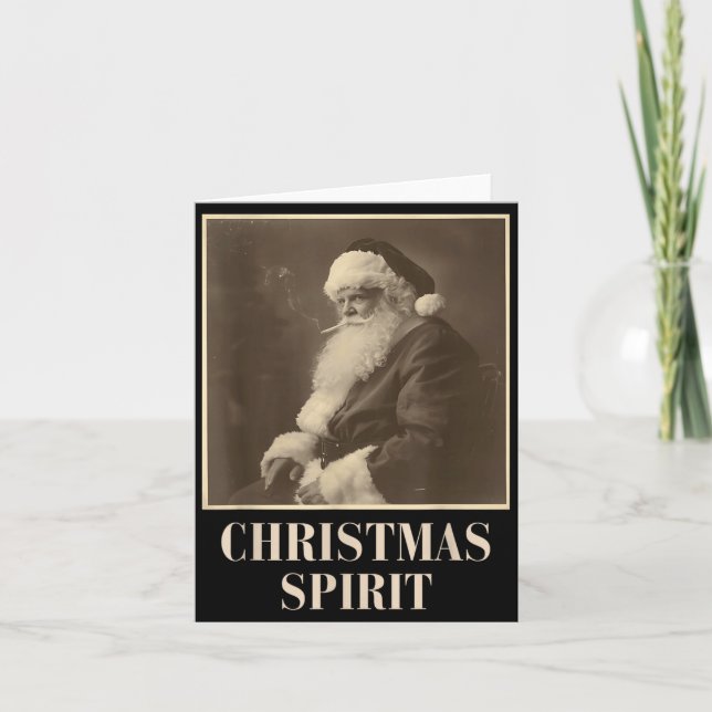 Tarjeta Funny Smoking Santa Claus Christmas Srit Vintage  (Anverso)