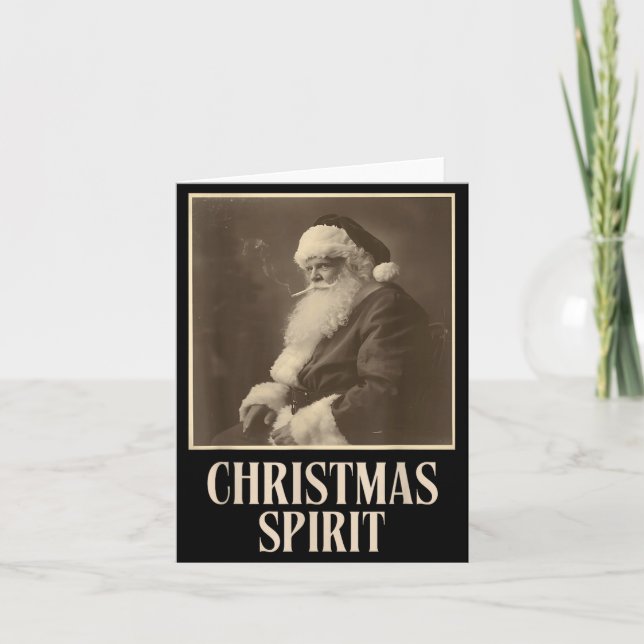 Tarjeta Funny Smoking Santa Claus Christmas Srit Vintage  (Anverso)