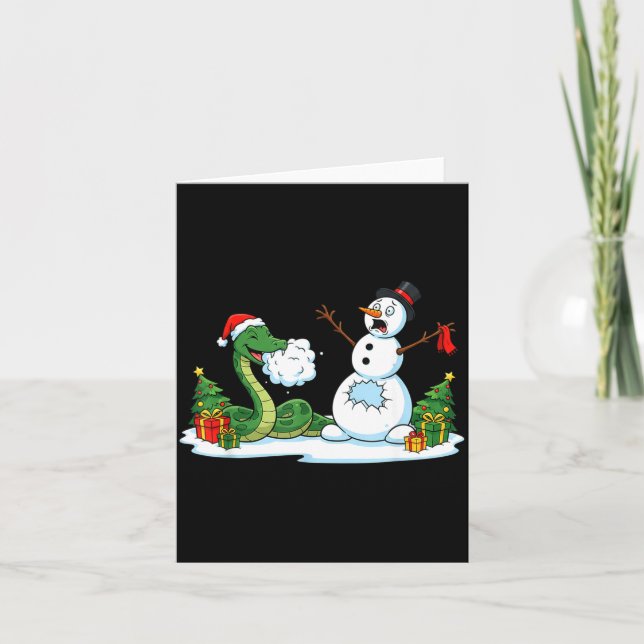 Tarjeta Funny Snake Snowman Christmas Tree Xmas Womens Men (Anverso)