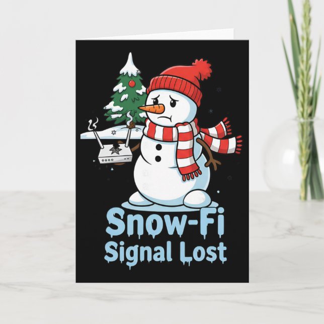Tarjeta Funny Snow-fi Signal Lost Snowman Christmas Design (Anverso)