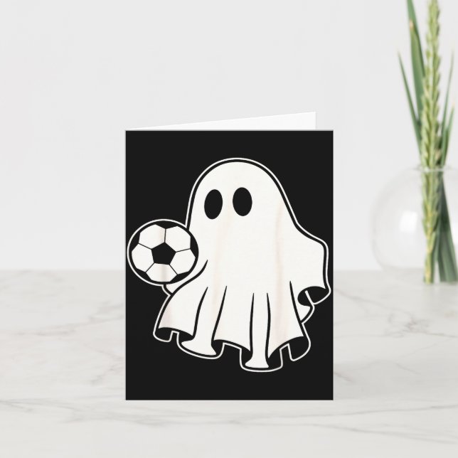 Tarjeta Funny Soccer Ghost Playing Soccer Lovers Halloween (Anverso)