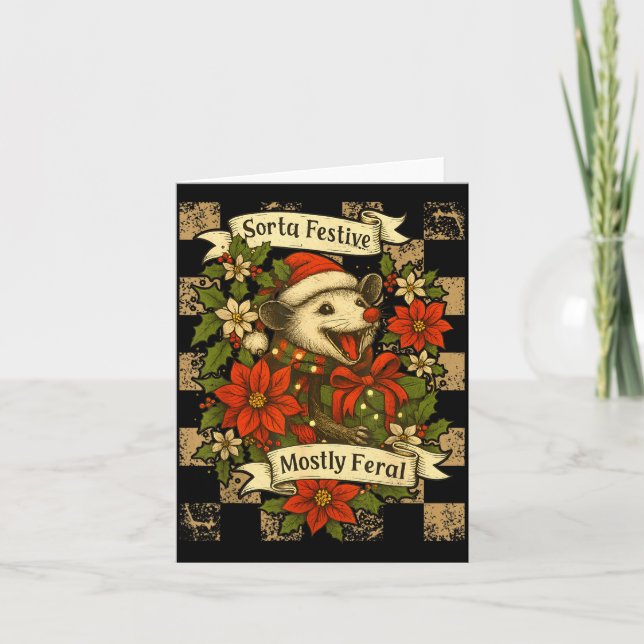 Tarjeta Funny Sorta Festive Mostly Feral Ssum Christmas Os (Anverso)