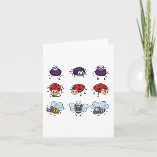 Tarjeta Funny Spider Ladybug Bee