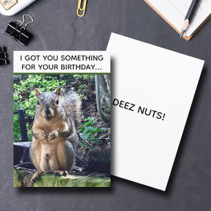 Tarjeta Funny Squirrel Deez Nuts Humor para Adultos Cumple