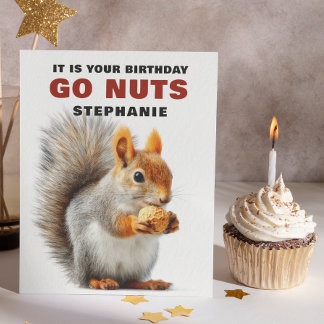 Tarjeta Funny Squirrel Go Nuts Personalizado Birthday Card
