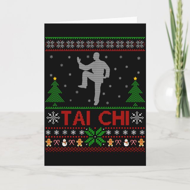 Tarjeta Funny Srts Lover Santa Ugly Tai Chi Christmas  (Anverso)