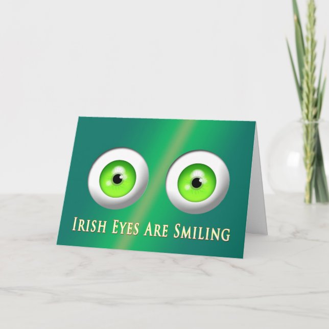 TARJETA FUNNY ST. LA SALUD DE PATRICK - OJOS IRLANDESES (Anverso)
