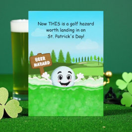 Tarjeta Funny St. Patrick’s Day Golf with Golf Ball Beer 