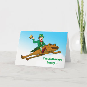 Tarjeta Funny St. Patrick's Day Ale de Lucky Leprechaun