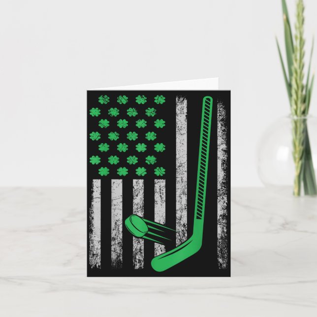 Tarjeta Funny St Patricks Day Gif Irish American Hockey Fl (Anverso)