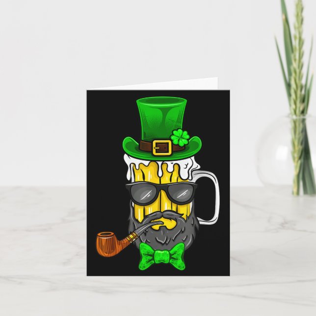 Tarjeta Funny St Patricks Day Gift Leprechaun Beer Beard G (Anverso)