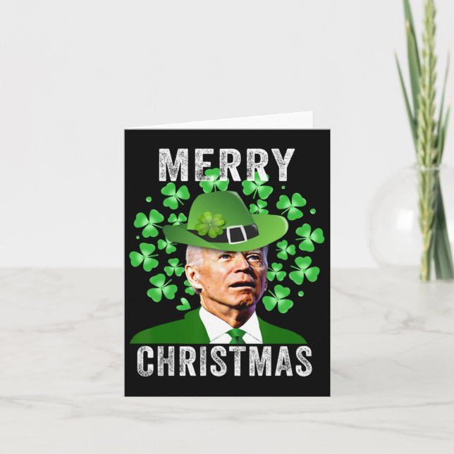 Tarjeta Funny St Patricks Day Joe Biden confundió a Merry  (Anverso)