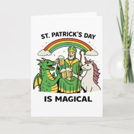 Tarjeta Funny St Patricks Day Magical Dragon Unicorn Beer 