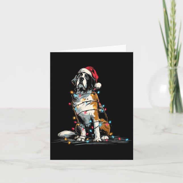 Tarjeta Funny St. Saint Bernard Christmas Graphics Dog Lig (Anverso)