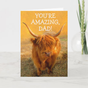 Tarjeta Funny Steer Para Cumpleaños De Papá