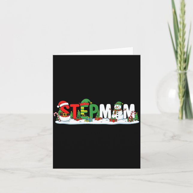 Tarjeta Funny Stepmom Santa Elf Snowman Christmas Womens G (Anverso)