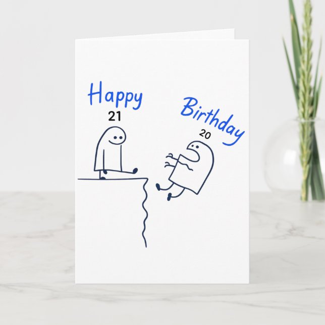 Tarjeta Funny Stick Figure Meme Birthday |Customizable Age (Anverso)