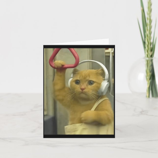 Tarjeta Funny Subway Cat Meme Stud Brainrot Cats Humor Kit (Anverso)