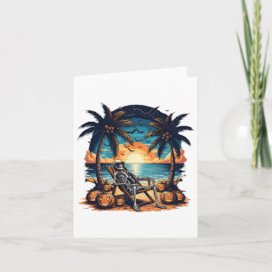 Tarjeta Funny Summerween Skeleton Beach Fiesta Halloween V