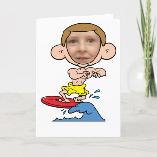 Tarjeta Funny Surfer Photo Face Template