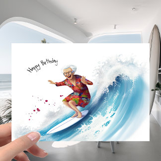 Tarjeta Funny Surfing Surfing en el Chiste Ocean Wave Gran