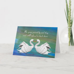 Tarjeta Funny Swan Heart Aniversario Card