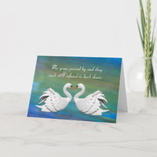 Tarjeta Funny Swan Heart Aniversario Card
