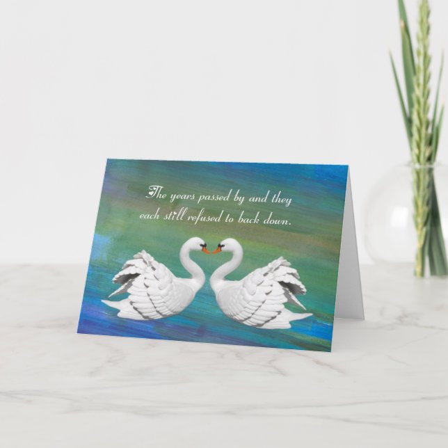 Tarjeta Funny Swan Heart Aniversario Card (Anverso)
