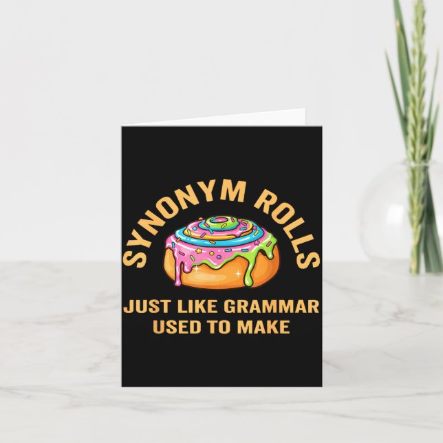 Tarjeta Funny Synonym Rolls Joke Cinnamon Rolls Grammar Pu (Anverso)