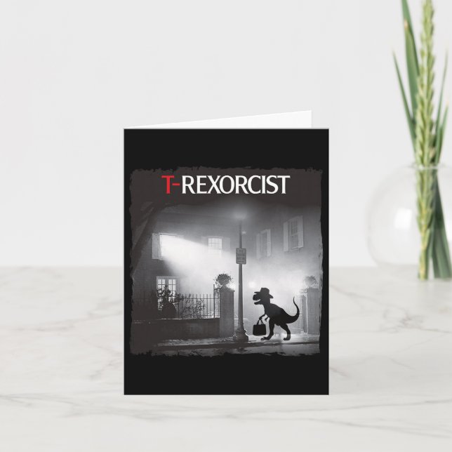 Tarjeta Funny T-rex Horror Parodia Dinosaur Halloween Retr (Anverso)