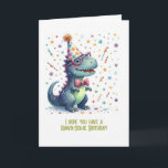 Tarjeta Funny T-Rex Rawr - Algún Cumpleaños<br><div class="desc">Haga especial el día de los amantes de los dinos con esta graciosa y adorable tarjeta de cumpleaños con un T-Rex vestido a fiesta! Con un gorra de polka-dot fiesta, bowtie, gafas rosas y colorido fondo de confeti, esta tarjeta de "cumpleaños que parece ser un Rawr" es perfecta para los...</div>