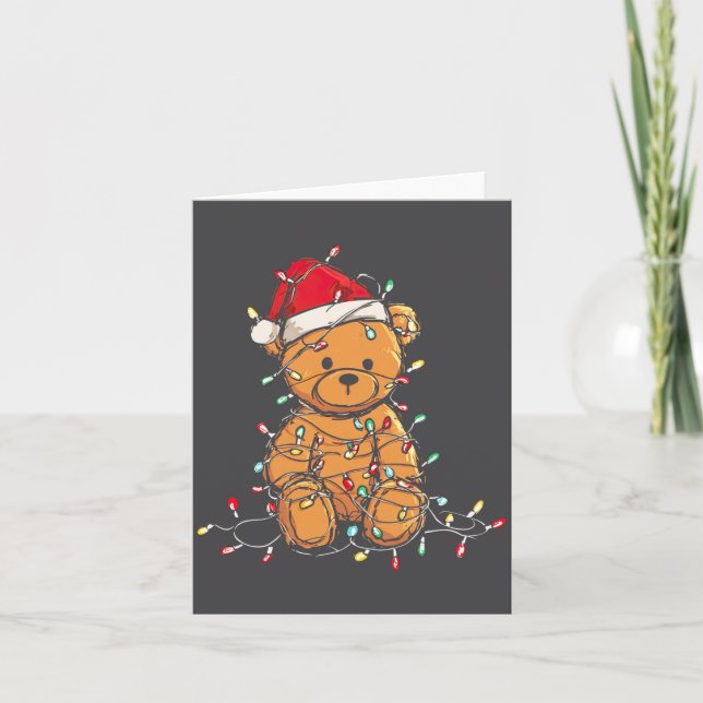 Tarjeta Funny Teddy Bear Christmas Graphics Lights Lover L (Anverso)