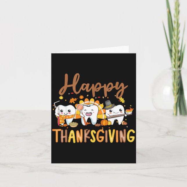 Tarjeta Funny Teeth Thanksgiving Dentist Turkey Dental Squ (Anverso)