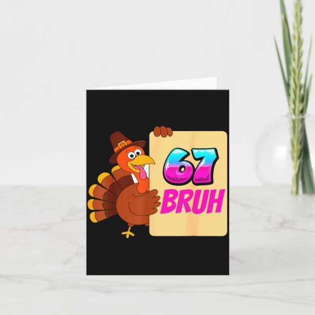Tarjeta Funny Thanksgiving 67 Baseball Drip Gobble Turkey  (Anverso)