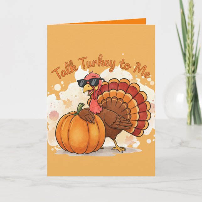 Tarjeta Funny Thanksgiving Card – Talk Turkey to Me (Anverso)