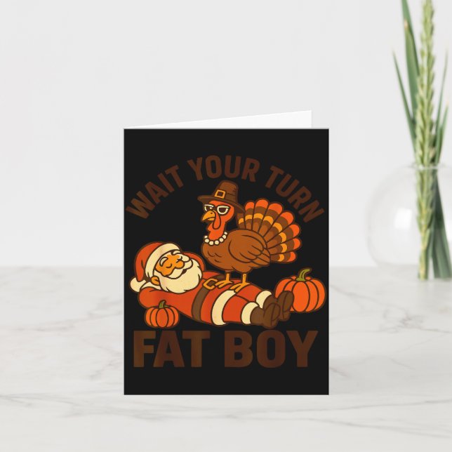 Tarjeta Funny Thanksgiving Christmas Turkey Vs Santa For M (Anverso)