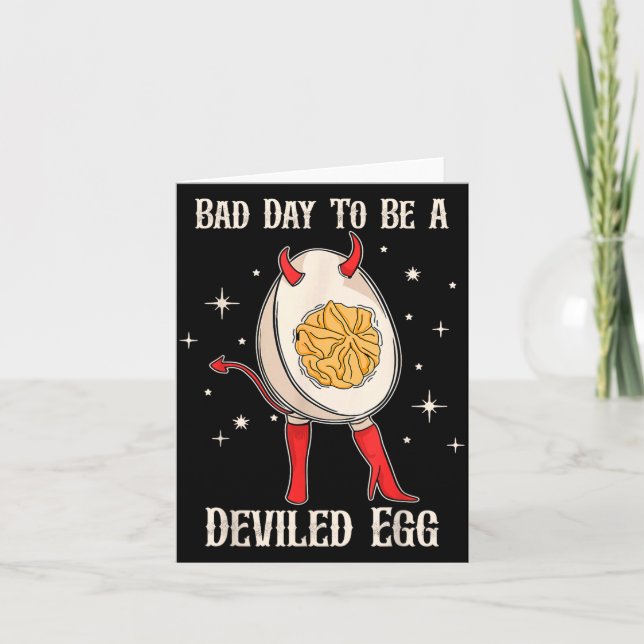 Tarjeta Funny Thanksgiving Dinner Bad Day To Be A Deviled  (Anverso)