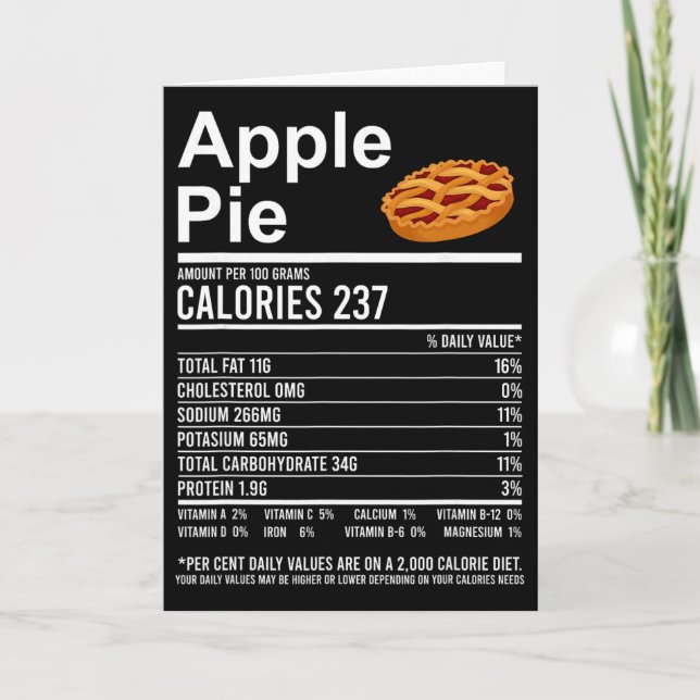 Tarjeta Funny Thanksgiving Food Apparel, Apple Pie Nutriti (Anverso)