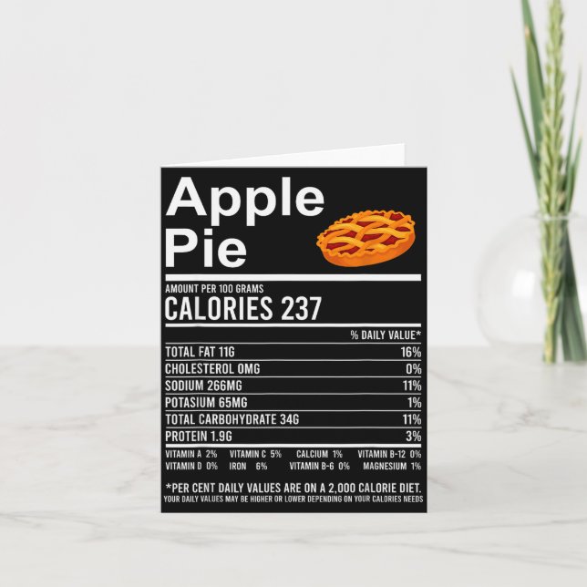 Tarjeta Funny Thanksgiving Food Apparel, E Nutrition Facts (Anverso)
