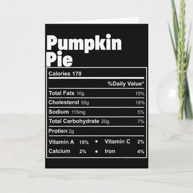 Tarjeta Funny Thanksgiving Food Pumpkin E Nutritional Fact (Anverso)