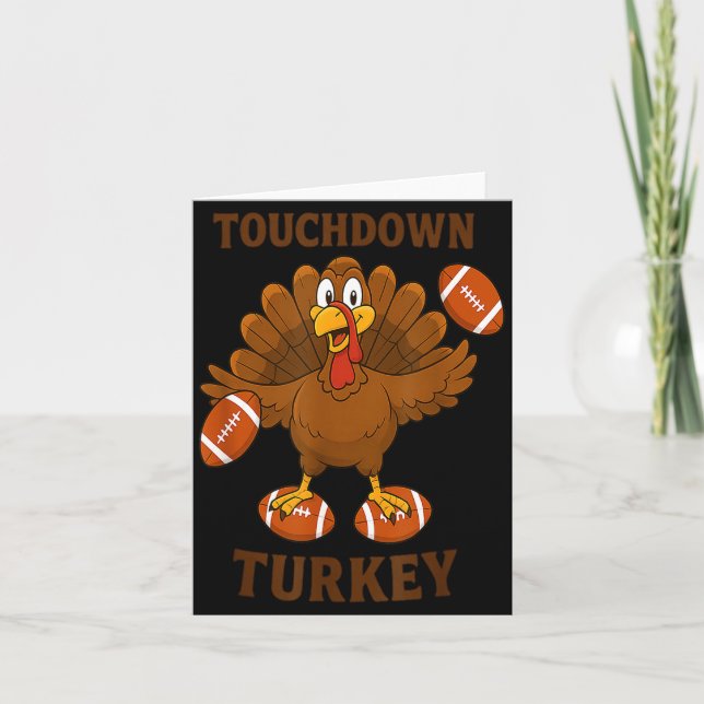 Tarjeta Funny Thanksgiving Football Touchdown Turkey  (Anverso)