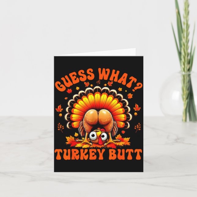 Tarjeta Funny Thanksgiving Guess What Turkey Butt Couples  (Anverso)