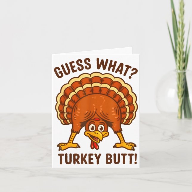 Tarjeta Funny Thanksgiving Kids Joke Meme Guess What Turke (Anverso)