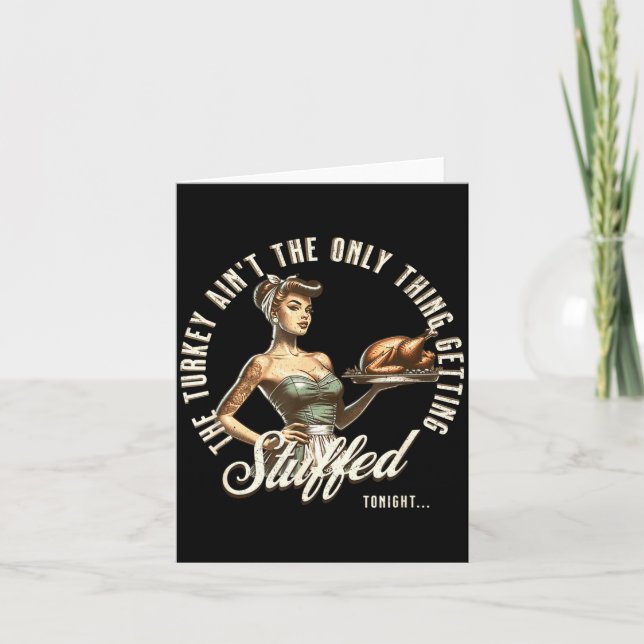 Tarjeta Funny Thanksgiving Retro N Up Inappropriate Stuffe (Anverso)