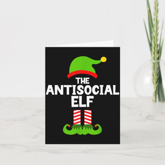 Tarjeta Funny The Antisocial Elf Christmas Family Pajama A (Anverso)