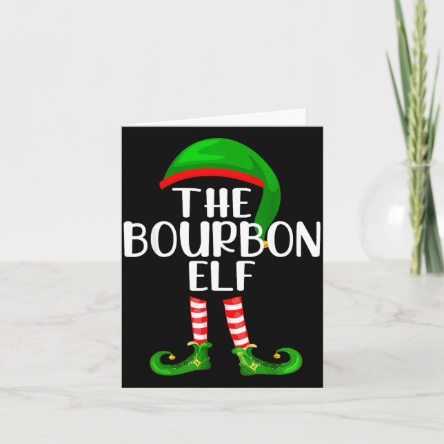 Tarjeta Funny The Bourbon Elf Matching Family Christmas  (Anverso)