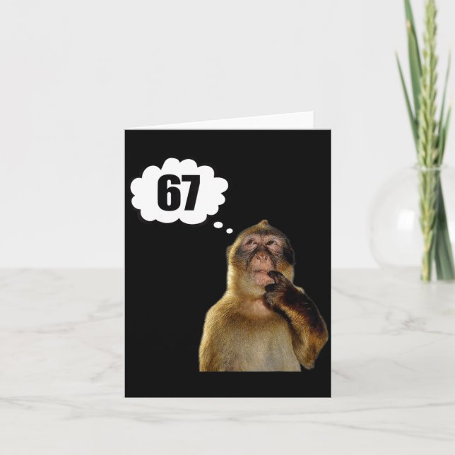 Tarjeta Funny Thinking Monkey Meme Six Seven 6 7 Meme  (Anverso)