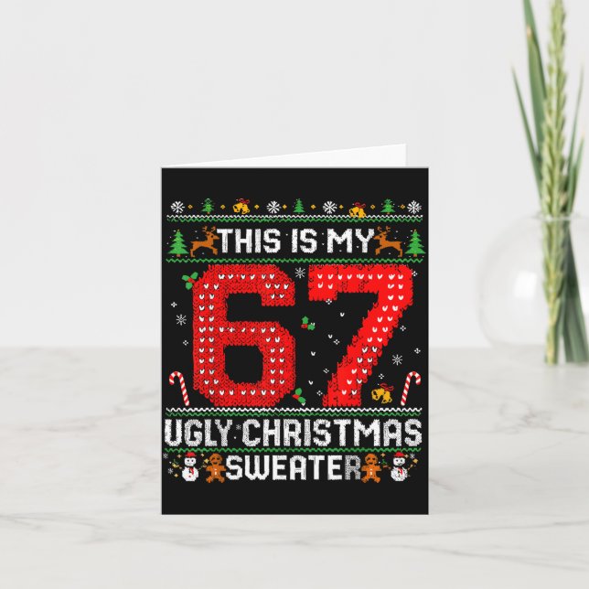 Tarjeta Funny This Is My 67 Ugly Christmas Sweater Xmas Ma (Anverso)